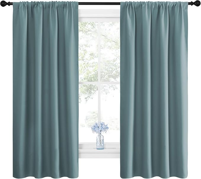 NICETOWN Greyish Blue Blackout Curtains Panels - Image 2