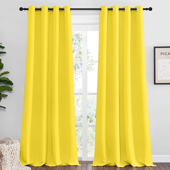 NICETOWN Bright Yellow Curtains 108" Long by NICETOWN