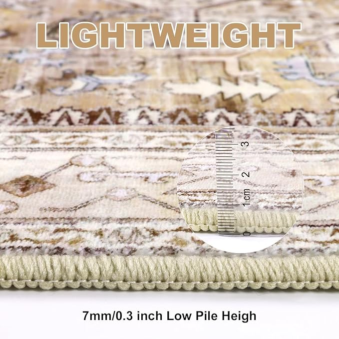 Yamaziot Washable Runner Rug, 3x8 Non-Slip Boho Vintage Hallway Rug - Image 3