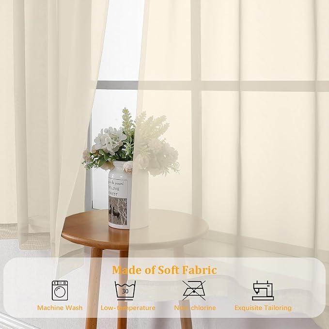 Gwine Cream Valances for Windows, Small Light Filtering Rod Pocket Cafe Valance - Image 7