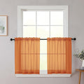 Kitchen Curtains 24 Inch Length Tier 2 Pieces, Cafe Bathroom Basement Rod by WelvetBLK