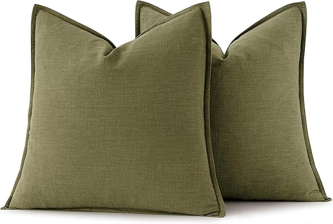 MIULEE Decorative Linen Euro Sham Pillow Covers 26x26 Inch Green ​Boho - Image 6