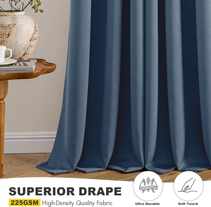 MIULEE Blackout Curtains for Bedroom 2 Panels 40 x 80 Inch Long Stone Blue | - Image 5