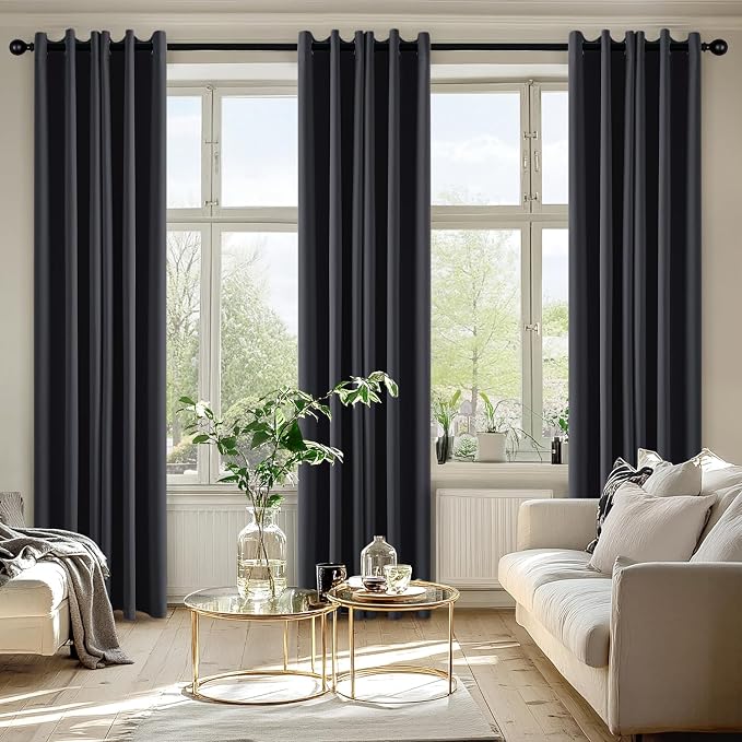 MIULEE Dark Grey Blackout Curtains - Image 6