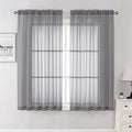 Lecloud Charcoal Grey Sheer Curtains 63 Inch Length 2 Panels, Rod Pocket Light by Lecloud