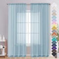OVZME Sky Blue Sheer Curtains 84 Inches Long 2 Panels by OVZME