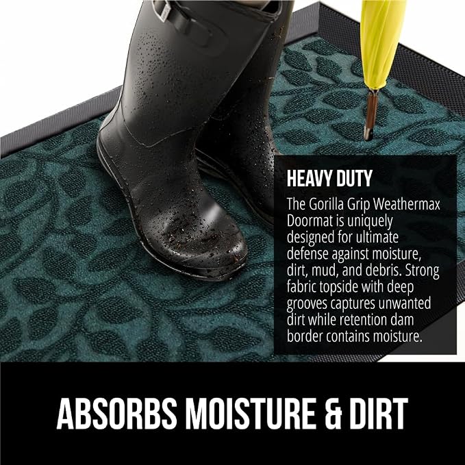 GORILLA GRIP 100% Waterproof All-Season WeatherMAX Doormat, US Designed Natural - Image 4