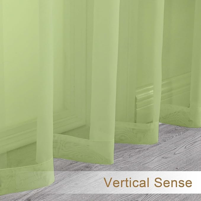 Chyhomenyc Lime Sheer Curtains 45 Inch Long 2 Panels, Light Filtering Short - Image 4