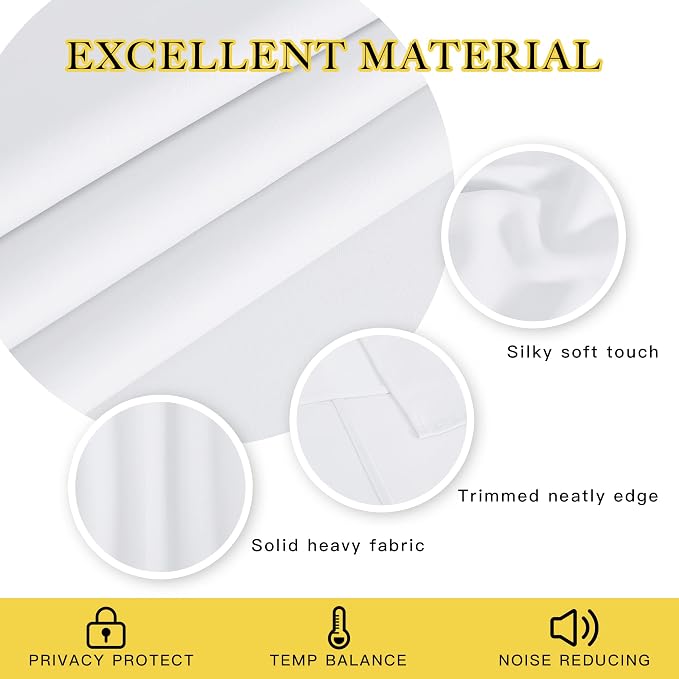 NICETOWN White Blackout Curtains 72 inches Long, Grommet Privacy Window - Image 2