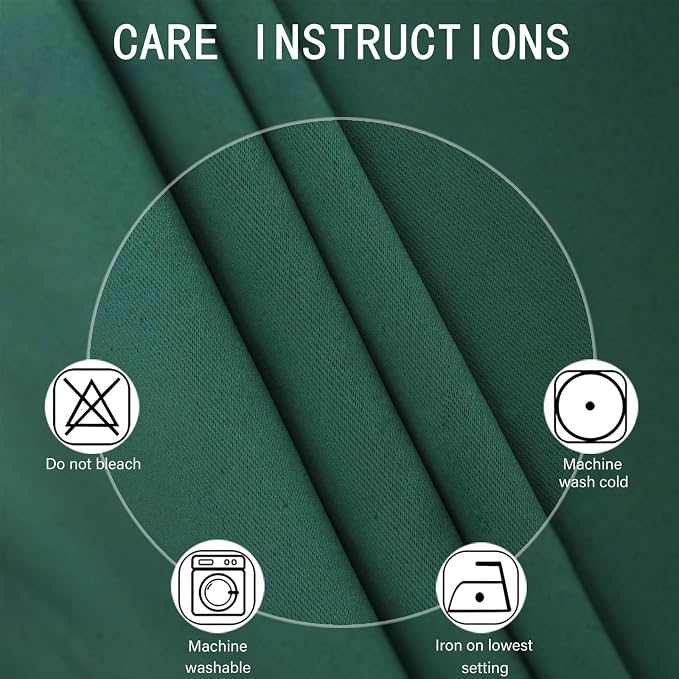 LEMOMO Blackout Curtains 66 x 54 Inch Long Dark Green Curtains Set of 2 Panels - Image 4