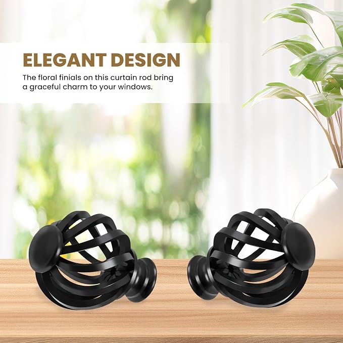 Luvenia Black Decorative Curtain Rod, Adjustable Curtain Rods - Image 3