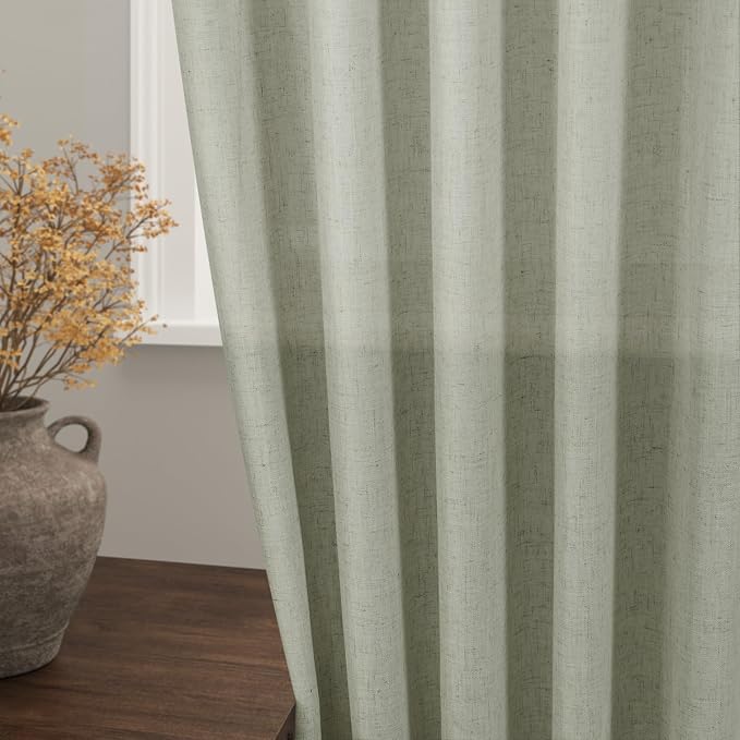 Nanspring Sage Green Curtains 144 Inches Long 2 Panels - Image 2