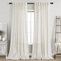 Linen Light Filtering Curtains 96 Inches Long 2 Panels Long Cream Semi Sheer by Nanspring