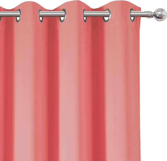 LEMOMO Blackout Curtains 52 x 84 inch/Coral Curtains Set of 2 Panels/Thermal - Image 7