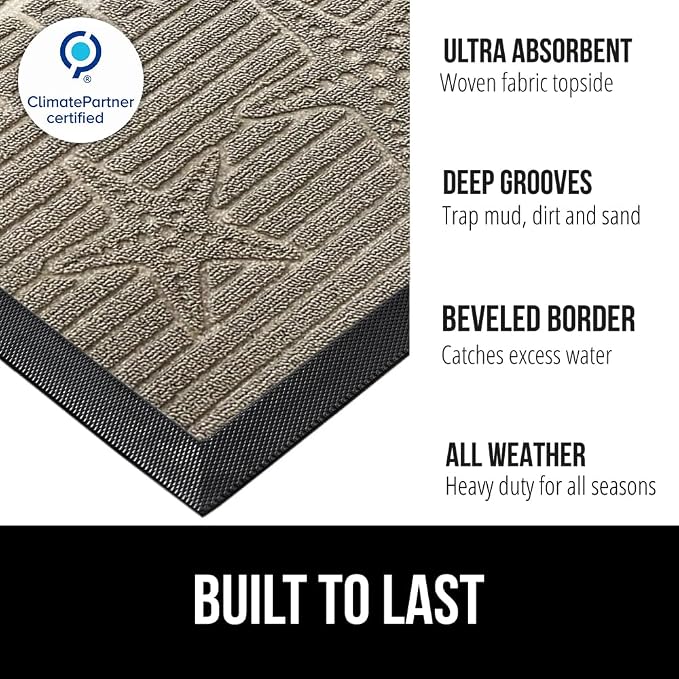 GORILLA GRIP 100% Waterproof All-Season WeatherMAX Doormat 35x23, US Designed - Image 2