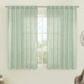 LAMIT Semi Sheer Linen Curtains 45 Inches Long, Light Filtering Panels Back Tab by LAMIT