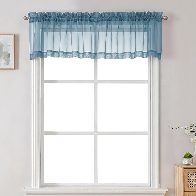 Chyhomenyc Sheer Valances for Windows 2 Pack, Small Window Curtains for Living by Chyhomenyc