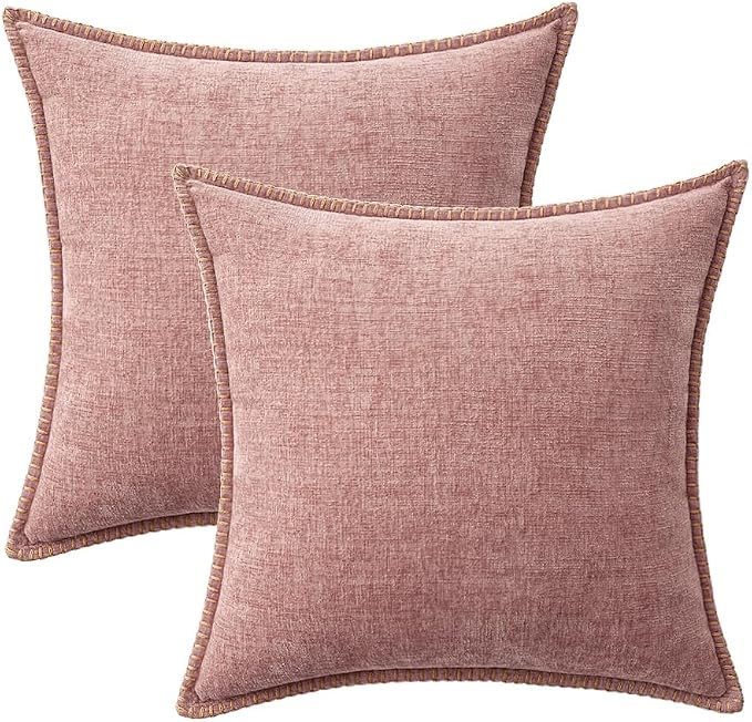 MIULEE Pack of 2 Couch Throw Pillow Covers 20x20 Inch Blush Pink Farmhouse - Image 6