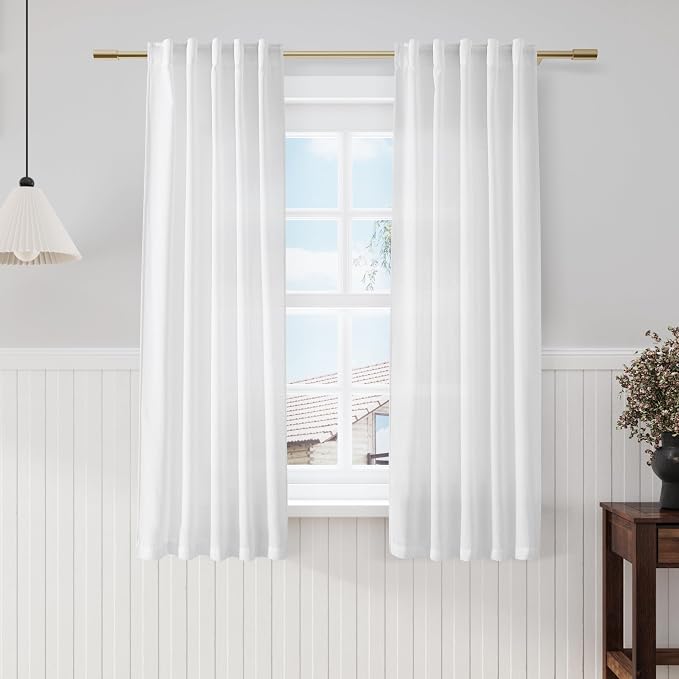 Nanspring White Farmhouse Decor Curtains 63 Inch Length by Nanspring