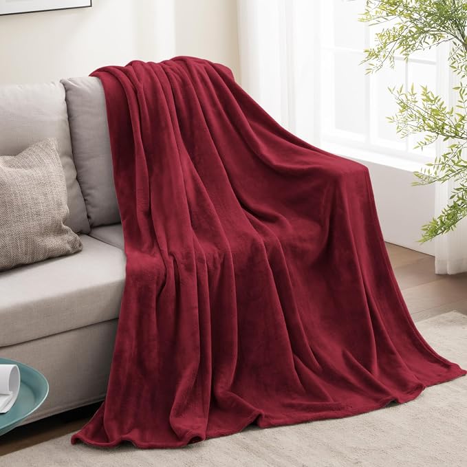 BEDELITE Fleece Blanket Burgundy Throw Blankets - Image 5