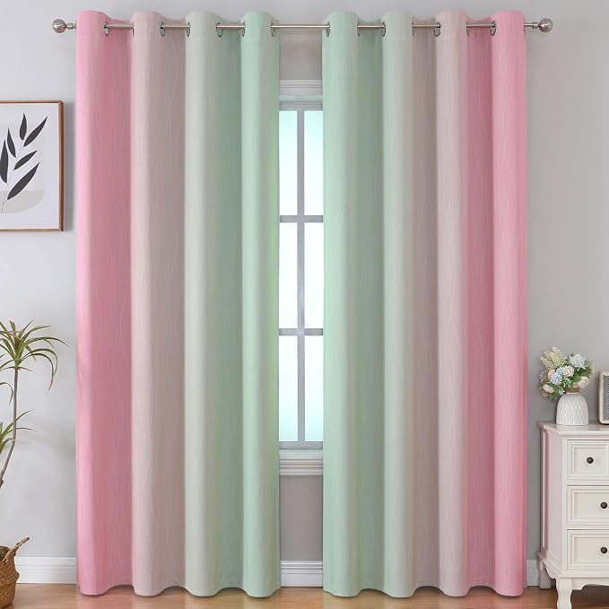 Estelar Textiler Sage and Pink Blackout Curtains - Image 2