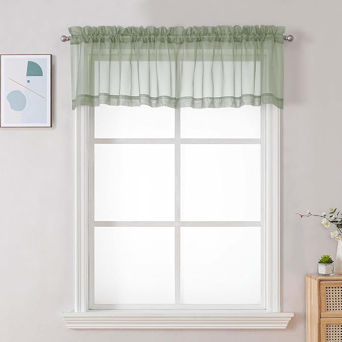 Chyhomenyc Sage Green Sheer Valances by Chyhomenyc