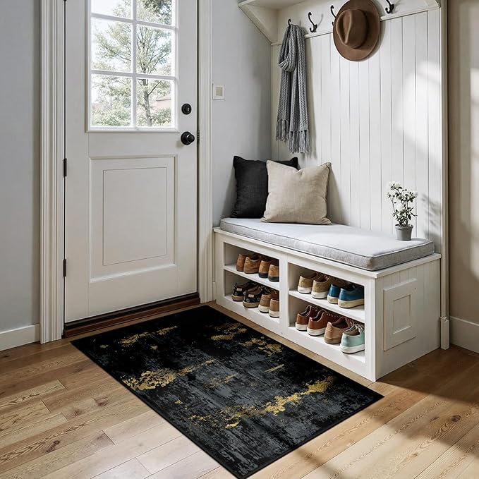 Washable Area Rugs 2'x4' Non-Slip Modern Abstract Soft by RELEANY