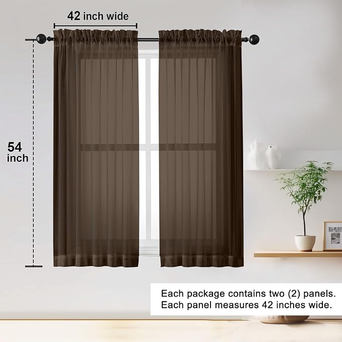 OWENIE Sheer Curtains 54 inches Long - Image 2
