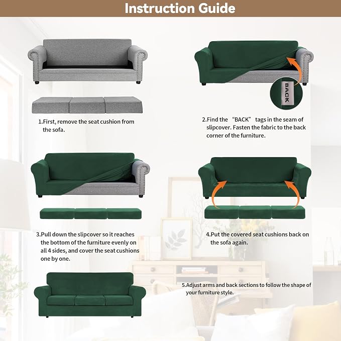 WEERRW 4 Pieces Velvet High Stretch Couch Covers - Image 6