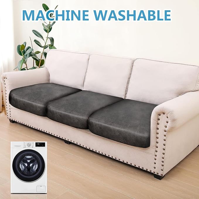 Leather Look Couch Cushion Covers Sofa Seat Slipcovers Sets Couches Furniture - Image 2