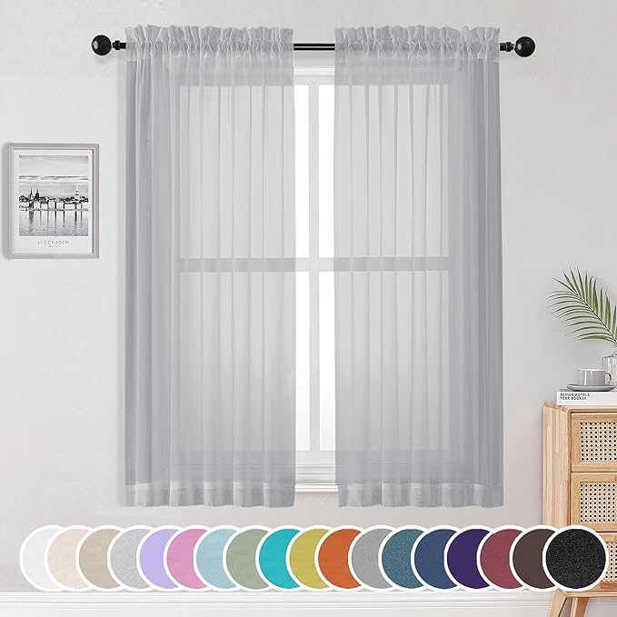OWENIE Sheer Curtains 63 inch Length by OWENIE