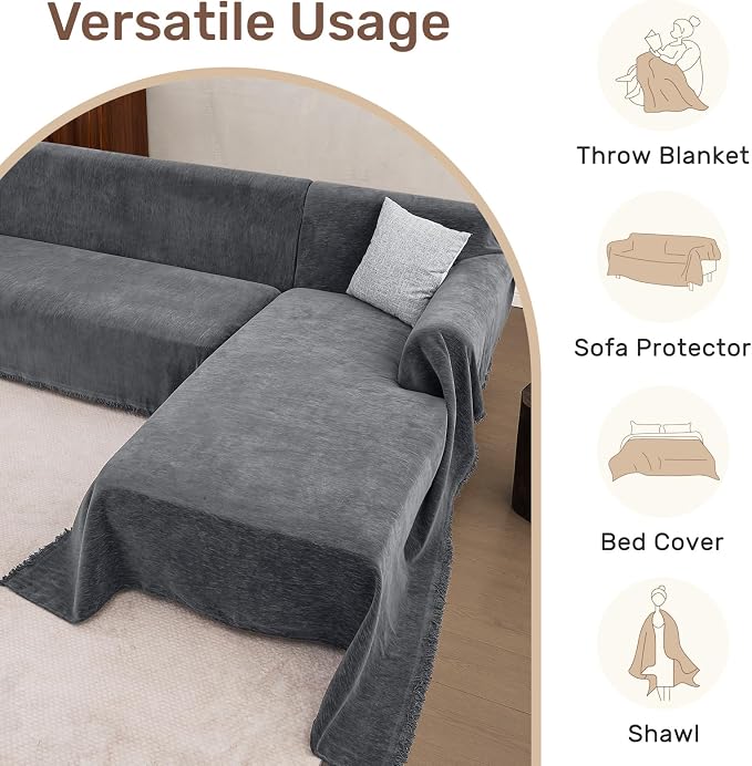 Sectional Couch Covers, 2 Pieces Washable L Shaped Couch Covers Sofa Blanket - Image 5