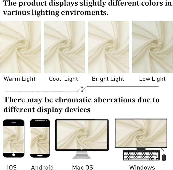 Lecloud Cream Sheer Curtains 48 Inch Length 2 Pcs, Rod Pocket Light Filtering - Image 6