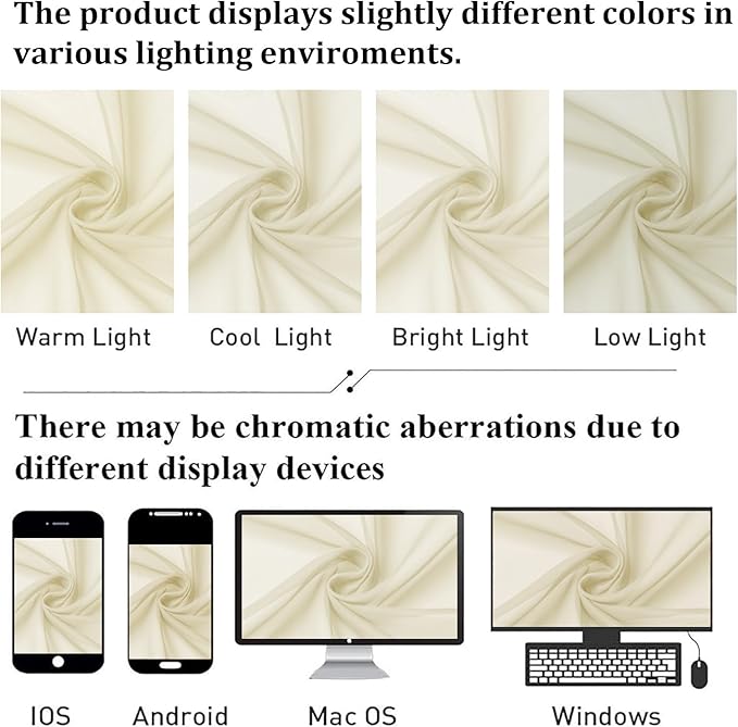 Cream Sheer Curtains 78 Inches Long 2 Panels, Elegant Light Filtering Voile - Image 8