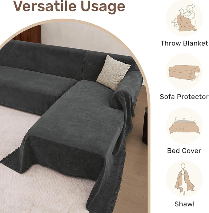 Sectional Couch Covers, 2 Pieces Washable L Shaped Couch Covers Sofa Blanket - Image 5