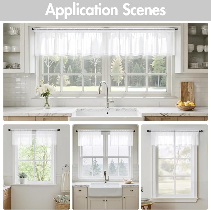 MIULEE White Valance for Windows, 4 Panels Set, Light Filtering Small Short - Image 5