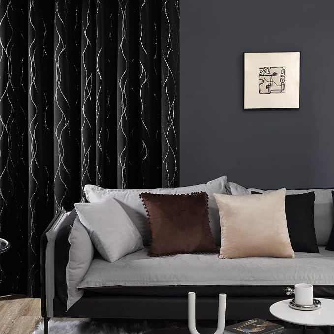 Deconovo Black Blackout Curtains, Thermal Insulated Noise‑Reduced Grommet Drapes - Image 9