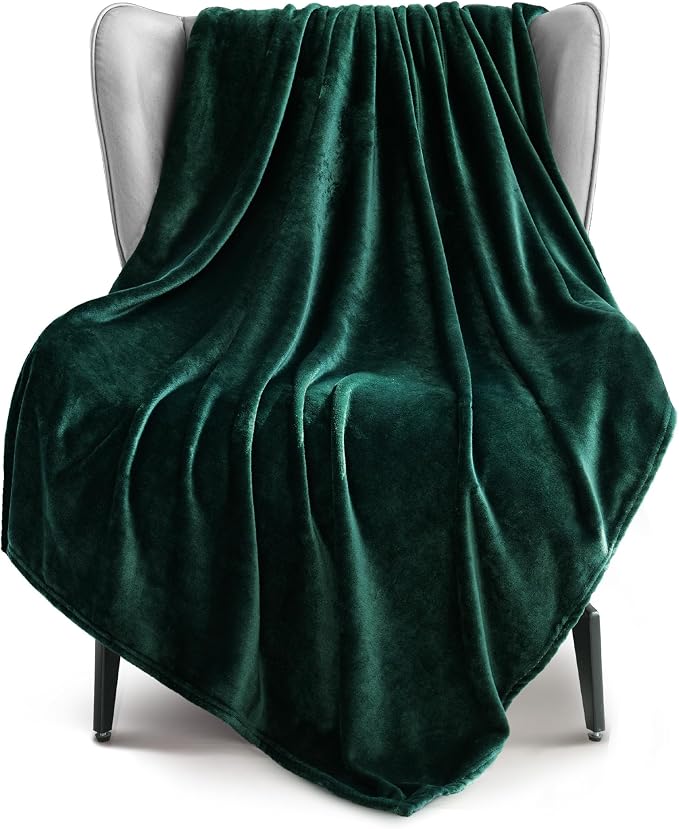 Exclusivo Mezcla Fleece Forest Green Throw Blanket by ExclusivoMezcla