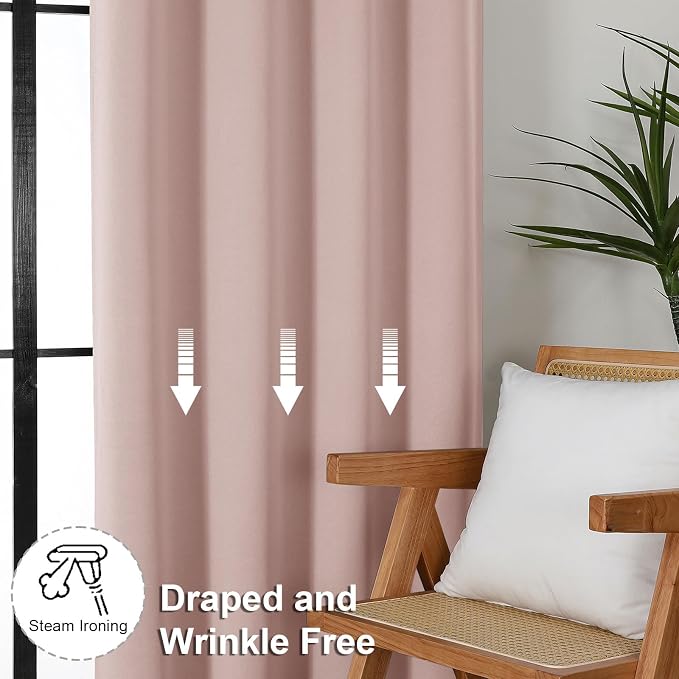 Simplebrand Ava Blush Short 24 Inches Blackout Curtain 2 Panels Set, Half - Image 7