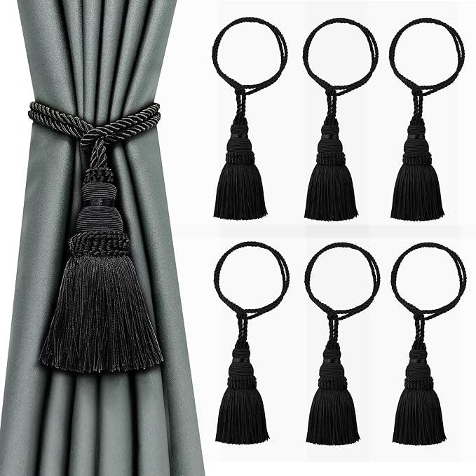 Fenghuangwu 6 Pack Curtain Tie Backs Rope Tassels by fenghuangwu
