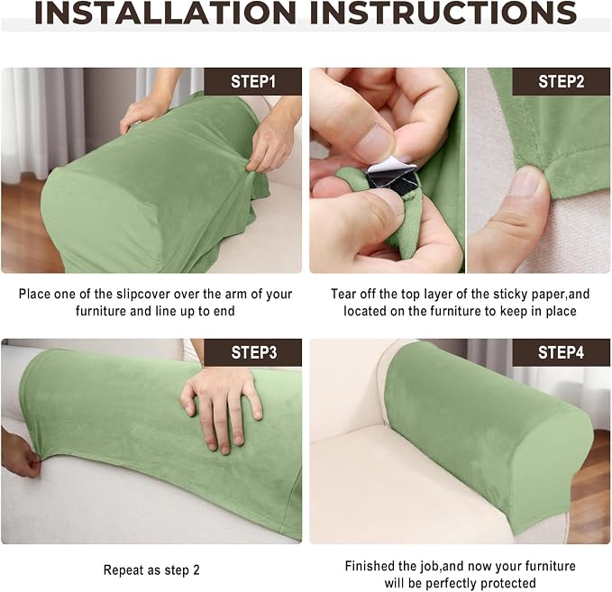 Couch Arm Covers 2 Pcs Sofa Armrest Covers Stretch Couch, Armrest Cover - Image 4