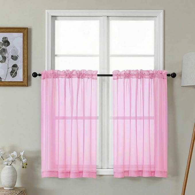Gwine Short Kitchen Sheer Curtains 36 Inch Length by Gwine