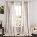 Beige Linen Sheer Curtains 102 Inches 2 Panels Set Back Tab Rod Pocket Extra by Nanspring