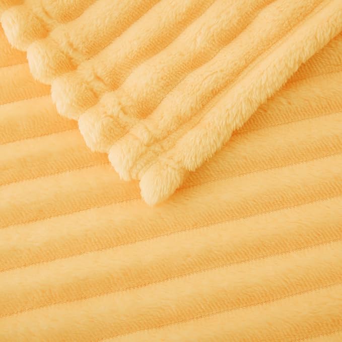 Light Yellow Fleece Throw Blanket 60”×80” - Image 5