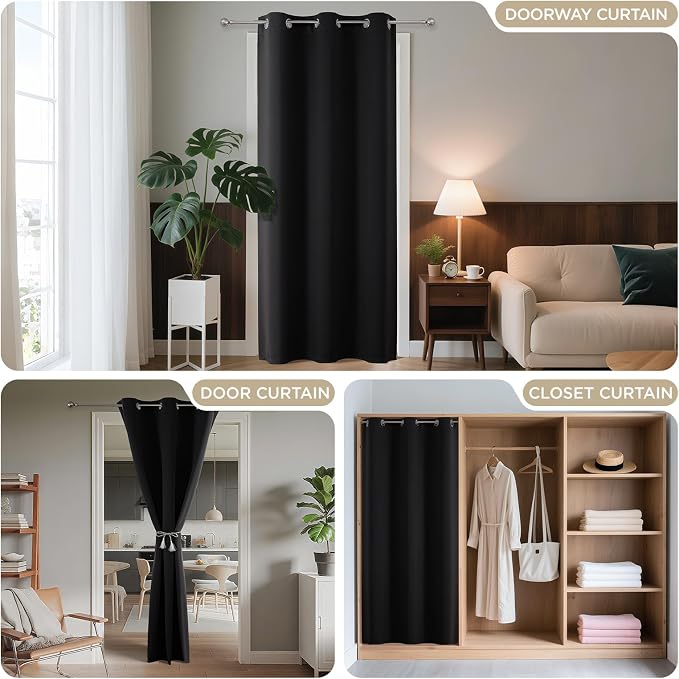 Joydeco Blackout Door Curtain for Doorway Privacy 80 Inches Long, Grommet - Image 4