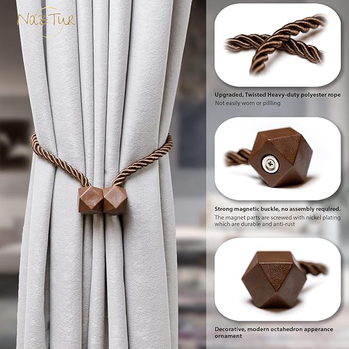 NazTur Magnetic Curtain Tiebacks- Upgrade 2022 - Image 2