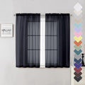 Lecloud Black Sheer Curtains 54 Inch Length 2 Panels Set, Lightweight Short by Lecloud