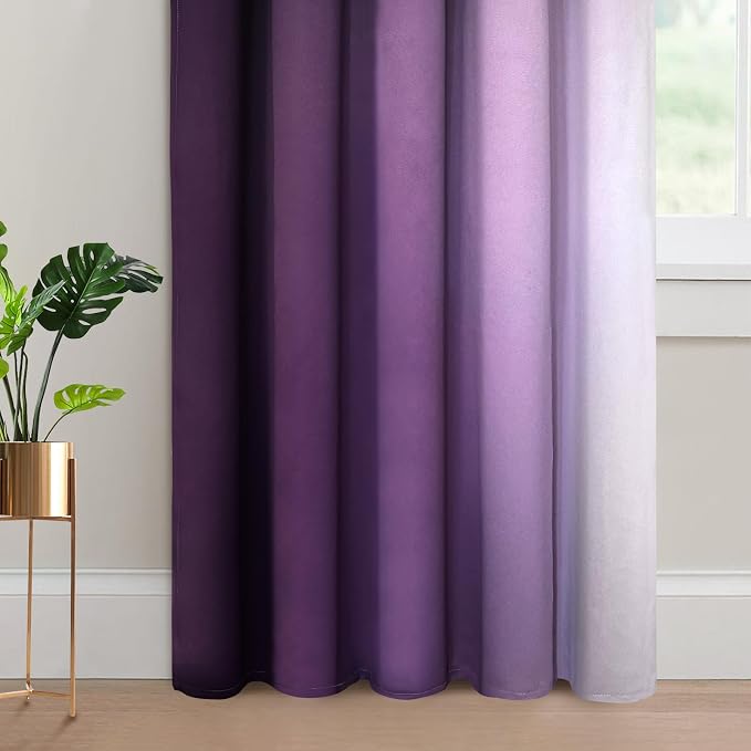 Yakamok Room Darkening Ombre Curtains 84 Inch Length, Light Blocking Grommet - Image 4