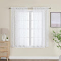 OWENIE Furman White Sheer Curtains 45 Inch Length 2 Panels Set by OWENIE