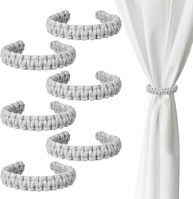 Ptwola 6 Pack Braided Curtain Tiebacks Boho Elegant Rustic Curtain Holdbacks by Unknown